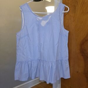 J. Crew Seersucker Tie Back Blouse